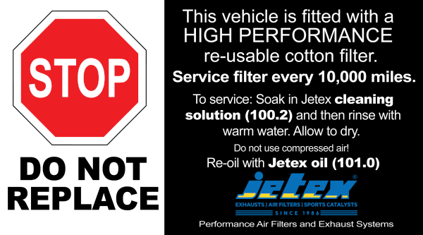 Jetex Filter Stop Sticker