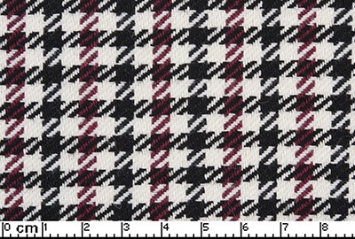 PORS18094 Pepita - 356/911 T,E,S Black/White/Red Flatwoven Pied De Poule Squares